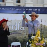 Board of Equalization member Fiona Ma presents an award to Tim Thornhill of Parducci Wine Cellars