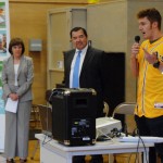 Oakland A's rookie Mark Canha gives a talk on food poisoning
