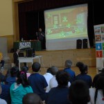 Parker Elementary students watch a presentation about where to watch out for germs in the kitchen