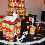 A farm scene built of canned potato "stix" and other jarred foods