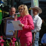 Senate Agriculture Committee Chair Cathleen Galgiani and her colleague, Assembly Agriculture Committee Chair Bill Dodd (left) presented a resolution honoring Bob Fox (right), who wears many hats in the equine/rodeo/agricultural realm - including being a longtime supporter of Ag Day.