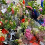 Bouquets of flowers packaged for retail